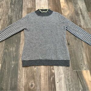 Peck & Peck Sz M 2-Ply 100% Cashmere Gray Striped Mock Neck sweater